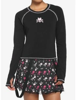 Top 10 🎉 Pink Skull & Crossbones Crop 👧 Girls Long-Sleeve Raglan T-Shirt 🌟