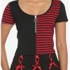 Best reviews of 😀 Black & Red Stripe Split Zip 👧 Girls Baby T-Shirt 💯