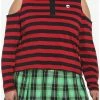 Buy 🔔 Black & Red Stripe Cold Shoulder 👧 Girls Long-Sleeve Polo 👚 Shirt Plus Size 🔥 -HT Style Outlet Store 17904216 hi
