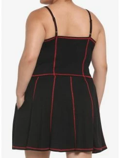 Discount ✨ Black & Red Contrast Stitch Corset 👧 Girls Tank Top Plus Size 👍 -HT Style Outlet Store 17904250 av2