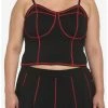 Discount ✨ Black & Red Contrast Stitch Corset 👧 Girls Tank Top Plus Size 👍 -HT Style Outlet Store 17904250 hi