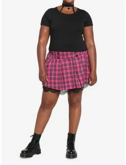 New 🧨 Black Heart Choker 👧 Girls Crop T-Shirt Plus Size 🎁 -HT Style Outlet Store 17904324 av1