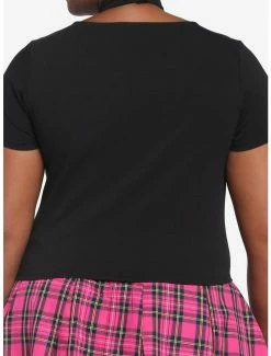 New 🧨 Black Heart Choker 👧 Girls Crop T-Shirt Plus Size 🎁 -HT Style Outlet Store 17904324 av2