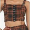 Buy 🧨 Orange Plaid Hook-And-Eye 👧 Girls Crop Tank Top 😉 -HT Style Outlet Store 17904414 hi