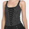 Cheapest 🤩 Black & White Pinstripe Lace-Up Corset Top 👏