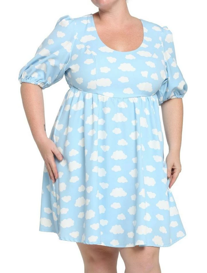 Best deal ๐คฉ Pastel Blue Skies Cloud Back Tie Puff Sleeve Babydoll ๐ Dress Plus Size โ๏ธ 4 Best deal ๐คฉ Pastel Blue Skies Cloud Back Tie Puff Sleeve Babydoll ๐ Dress Plus Size โ๏ธ - Image 2