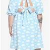 Best deal 🤩 Pastel Blue Skies Cloud Back Tie Puff Sleeve Babydoll 👗 Dress Plus Size ✔️ -HT Style Outlet Store 17904712 hi