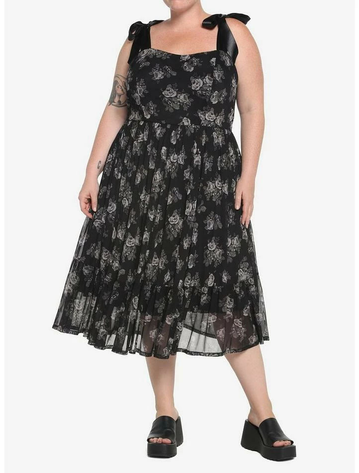 Hot Sale ๐ Black Floral Mesh Midi ๐ Dress Plus Size ๐ 3 Hot Sale ๐ Black Floral Mesh Midi ๐ Dress Plus Size ๐
