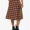 Hot Sale 🧨 Orange & Black Plaid Retro Midi 👗 Skirt 🛒 -HT Style Outlet Store 17904787 hi