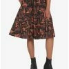 Best Sale 🌟 Black & Orange Skeleton Anatomy Retro 👗 Skirt 😀 -HT Style Outlet Store 17904795 hi