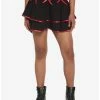 Flash Sale ✨ Black & Red Lace-Up Satin Trim Tiered 👗 Skirt 🤩 -HT Style Outlet Store 17904825 hi