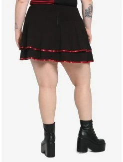 Brand new 🛒 Black & Red Lace-Up Satin Trim Tiered 👗 Skirt Plus Size ❤️ -HT Style Outlet Store 17904833 av1