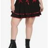 Brand new 🛒 Black & Red Lace-Up Satin Trim Tiered 👗 Skirt Plus Size ❤️ -HT Style Outlet Store 17904833 hi