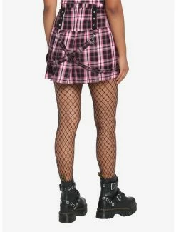 Hot Sale 🛒 Black & Pink Plaid Pleated Suspender 👗 Skirt 🔥 -HT Style Outlet Store 17904874 av2