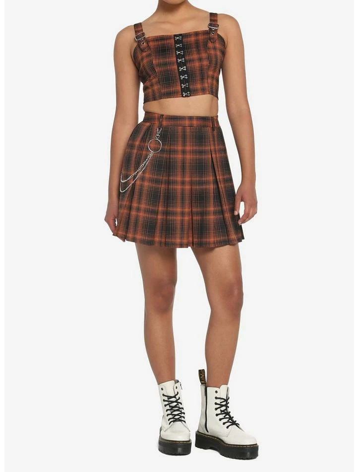 Coupon ๐ Orange Plaid Double Chain Pleated ๐ Skirt ๐ 4 Coupon ๐ Orange Plaid Double Chain Pleated ๐ Skirt ๐ - Image 2