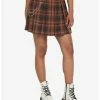 Coupon 🔔 Orange Plaid Double Chain Pleated 👗 Skirt 😉 -HT Style Outlet Store 17904906 hi