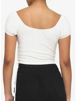 Hot Sale ✨ Ivory Side Ruching 👧 Girls Crop Top 🛒 -HT Style Outlet Store 17911885 av2