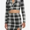 Flash Sale 👍 Black & White Plaid Crop Blazer & 👗 Skirt Set 🎉 -HT Style Outlet Store 17912820 hi