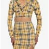 New 🌟 Yellow Plaid Crop Blazer & 👗 Skirt Set 😉 -HT Style Outlet Store 17912828 hi
