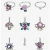 Discount 💯 Steel Silver Lavender Cottagecore Nose Stud & Hoop 9 Pack 👍
