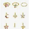 Buy 😉 Steel Gold Cottagecore Nose Stud & Hoop 9 Pack ✔️ -HT Style Outlet Store 17958979 hi