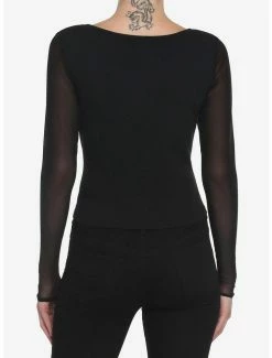 Deals 🥰 Black Mesh 👧 Girls Long-Sleeve Top 🔥 -HT Style Outlet Store 18000263 av2
