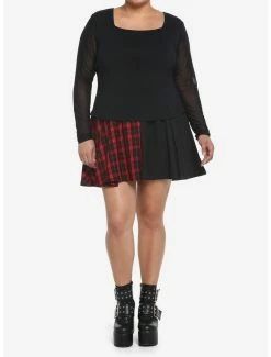 Coupon 🔔 Black Mesh 👧 Girls Long-Sleeve Top Plus Size 🛒 -HT Style Outlet Store 18000271 av1