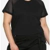 New 🔥 Black Mesh Sleeve 👧 Girls Raglan Top Plus Size ✨ -HT Style Outlet Store 18001264 hi