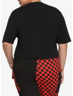 Deals 🔥 Black Drawstring 👧 Girls Crop T-Shirt Plus Size 🎁 -HT Style Outlet Store 18001294 av2