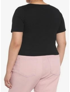 Coupon 👏 Black Embroidered Strawberries Crop 👧 Girls T-Shirt Plus Size ❤️ -HT Style Outlet Store 18002213 av2