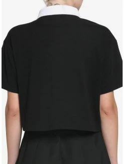 Deals 🔔 Black Chain Collar 👧 Girls Crop Polo 👕 Shirt ❤️ -HT Style Outlet Store 18002228 av2