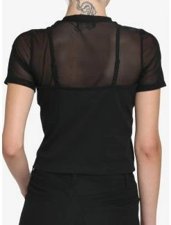 Coupon 🔥 Black Front Lace 👧 Girls Twofer T-Shirt 💯 -HT Style Outlet Store 18003118 av2