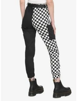 New 😉 Black & White Checker Split Jogger Pants 😉 -HT Style Outlet Store 18067196 av1