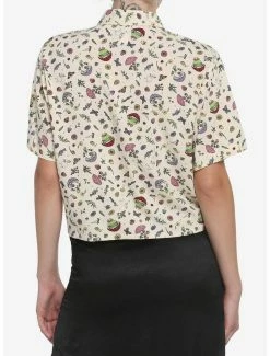 Cheap 🔔 Mushroom Frog 👧 Girls Crop Woven Button-Up 😍 -HT Style Outlet Store 18074476 av2