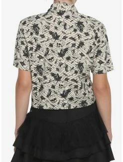 Top 10 🌟 Ivory Raven Skull 👧 Girls Crop Woven Button-Up 💯 -HT Style Outlet Store 18074511 av2