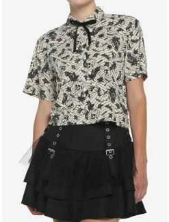 Top 10 🌟 Ivory Raven Skull 👧 Girls Crop Woven Button-Up 💯