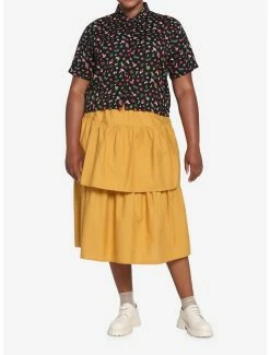 Flash Sale 😍 Black Mushroom Frog Boxy 👧 Girls Woven Button-Up Plus Size 🎁 -HT Style Outlet Store 18074599 av1