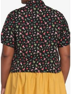 Flash Sale 😍 Black Mushroom Frog Boxy 👧 Girls Woven Button-Up Plus Size 🎁 -HT Style Outlet Store 18074599 av2