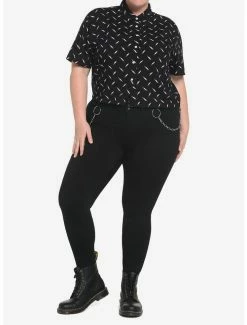 Buy ❤️ Bloody Knives Boxy 👧 Girls Crop Woven Button-Up Plus Size ✨ -HT Style Outlet Store 18075072 av1