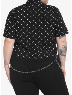 Buy ❤️ Bloody Knives Boxy 👧 Girls Crop Woven Button-Up Plus Size ✨ -HT Style Outlet Store 18075072 av2