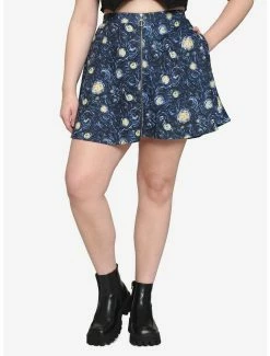 Budget 🎁 Starry Night O-Ring Zipper 👗 Skirt Plus Size ✔️