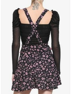 Discount 🔔 Black & Pink Sakura Blossom Lace-Up Suspender 👗 Skirt 💯 -HT Style Outlet Store 18083839 av2