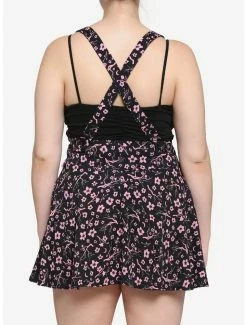 Outlet ⭐ Black & Pink Sakura Blossom Lace-Up Suspender 👗 Skirt Plus Size 👏 -HT Style Outlet Store 18083847 av2