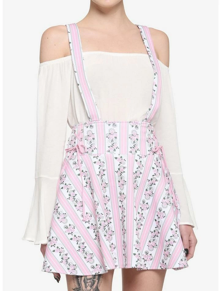 Budget ✨ Pink Roses & Gears Lace-Up Suspender 👗 Skirt 🎉 3 Budget ✨ Pink Roses & Gears Lace-Up Suspender 👗 Skirt 🎉