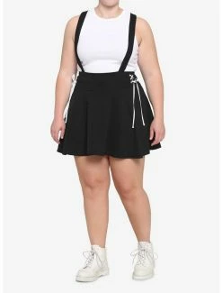 Outlet ✨ Black & White Lace-Up Suspender 👗 Skirt Plus Size ❤️ -HT Style Outlet Store 18083877 av1