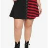 Deals ✔️ Black & Red Stripe Split Hook-And-Eye 👗 Skirt Plus Size ⭐ -HT Style Outlet Store 18083907 hi