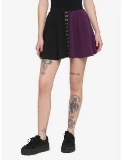 Outlet 💯 Black & Purple Split Hook-And-Eye 👗 Skirt 🧨