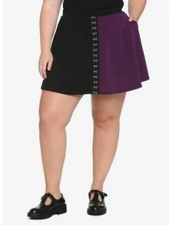Cheap 😉 Black & Purple Split Hook-And-Eye 👗 Skirt Plus Size 😉