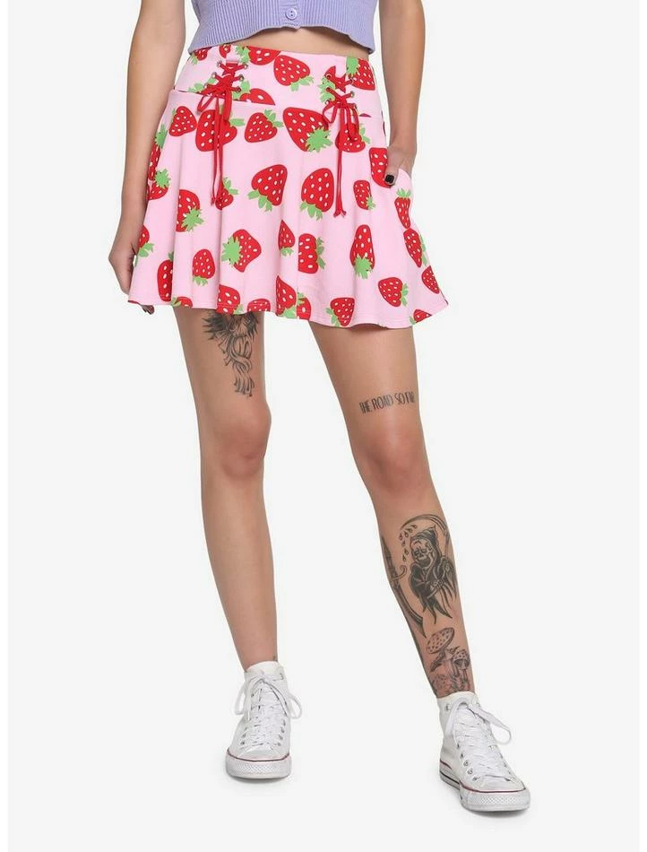 Budget 🥰 Pink Strawberry Lace-Up 👗 Skirt 💯 3 Budget 🥰 Pink Strawberry Lace-Up 👗 Skirt 💯