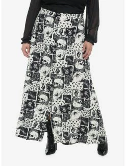 Best Sale 😍 Skull Spider Raven Patchwork Midi 👗 Skirt Plus Size 💯